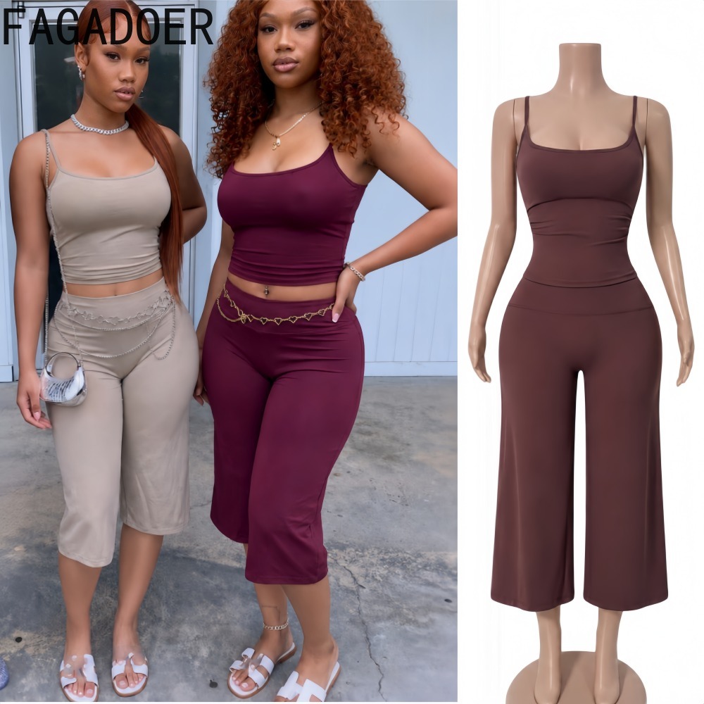 Suspender Tank Top - FAGADOER INS Conjunto Feminino Moderno de