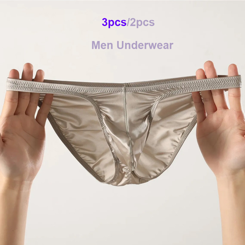 Pouch Boxer Pouch - Cuecas Masculinas Sensuais de Cetim Brilhante,