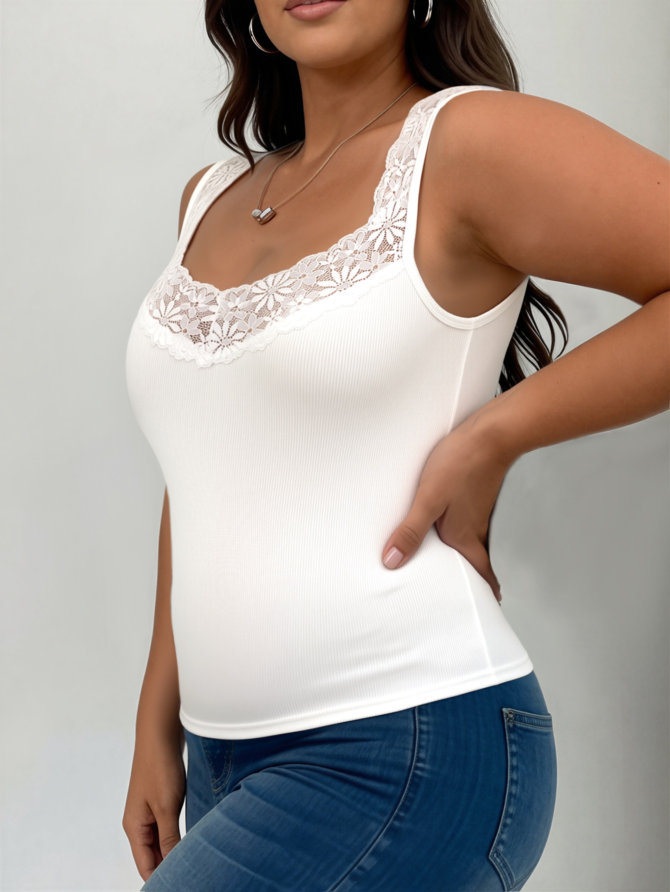 Camisola sem mangas com decote - Tank Top Ribbed avaliação e preço